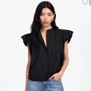 Madewell Black Ruffle Sleeve Blouse